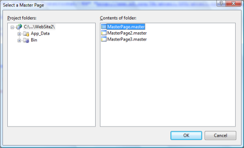 Select the master page to use