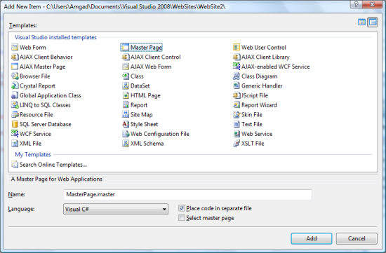 Insert a new master page